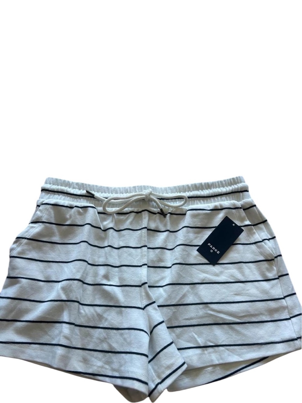 PARKE x Target Striped High-Waist Women's Drawstring Shorts White/Navy NWT Med